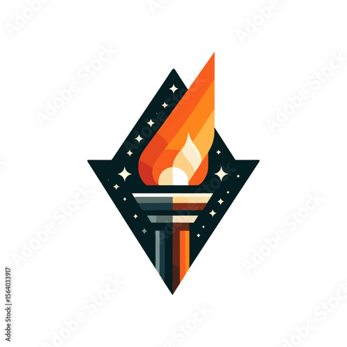 A vibrant torch symbolizing hope and enlightenment against a starry background