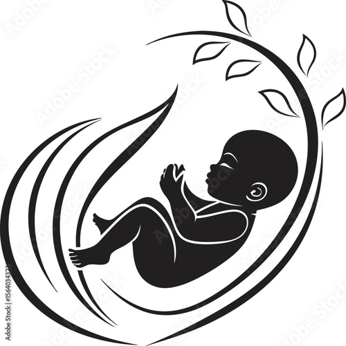 Charming minimalist vector illustration of a newborn baby perfect for baby shower invitations nursery decor and birth announcements featuring clean lines and a gentle aesthetic