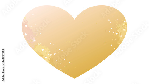 Golden heart symbol with textured details elegant transparent vector illustration design
