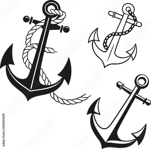 A collection of minimalist anchor logos in various color combinations suitable for maritime brands nautical themes and sailing businesses