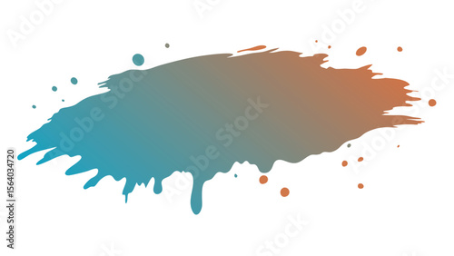Gradient color splatter design element isolated on white background with transparency