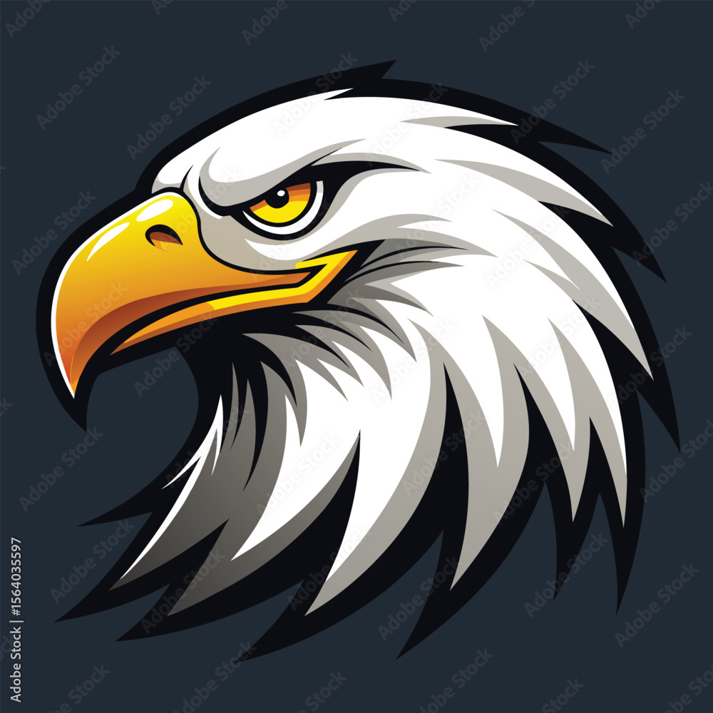 Fototapeta premium Bald Eagle Head Vector Art - Majestic Bird of Prey Illustration