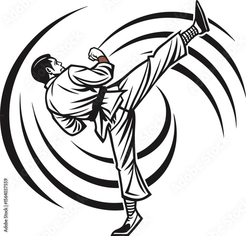 Dynamic martial artist in action a powerful and energetic logo design suitable for combat sports dojos or fitness brands