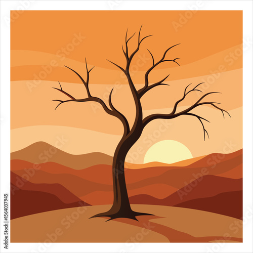 Vector illustration of a leafless tree