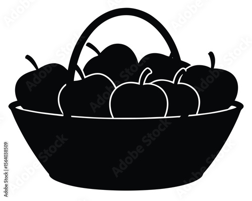 Silhouette of a Basket Full of Apples