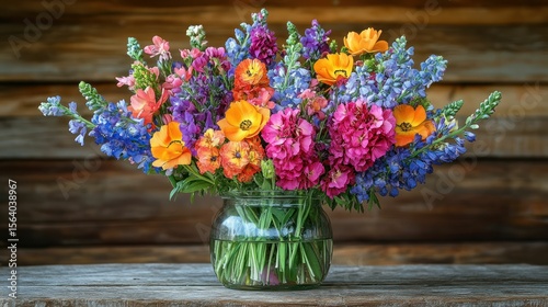 Wallpaper Mural Vibrant flower arrangement in a glass vase Torontodigital.ca