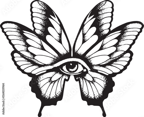 vector clip art eye of butterfly drawing old school tattoo flash symbol