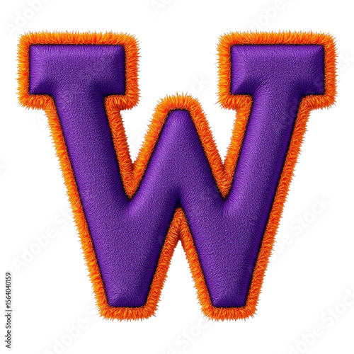 Wallpaper Mural Fuzzy Letter W Purple Plush with Orange Fringe on a Black Background Torontodigital.ca