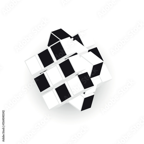 Cube abstract background.  Isometric style. Isolated on grey background. illustration. Solving difficult IQ quiz tasks. Selective focus. falling object