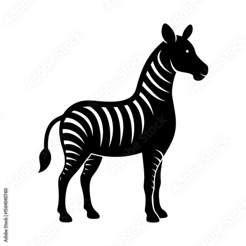 Black silhouette of a zebra running on a white background Vector illustration
