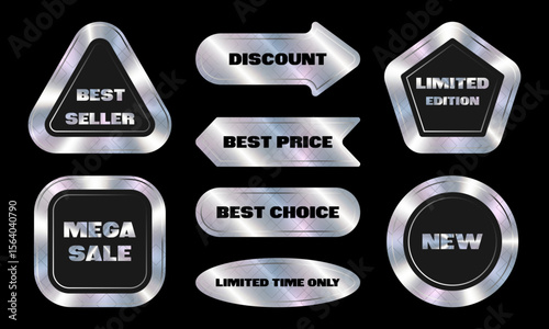 Set of 8 stickers with holographic effect