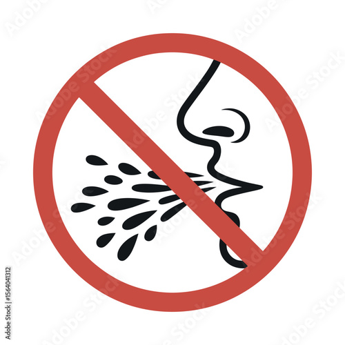 Prohibition Sign No Spitting or Coughing sign illustrating spitting coughing spitting coughing prohibition sign prohibition symbol prohibited forbidden dont spit dont cough health