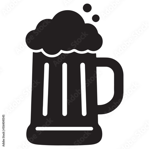 Foamy Beer Mug and Bottle Silhouette for Bar Design