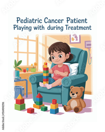 Pediatric Cancer Patient Playing with Blocks: Childhood During Illness and Hospital Stay