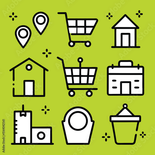 Vector Icon Shopping and E-commerce Icon Set for Web and Retail Use