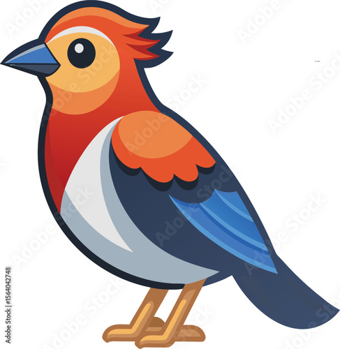 blue bird with a red heart