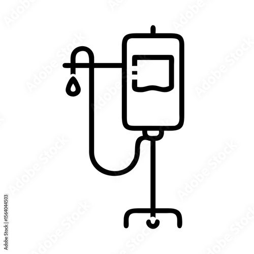 IV infusion bag and stand — hospital treatment, vector, transparent background