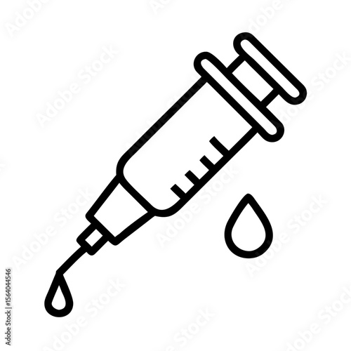 Syringe with liquid drop — injection icon, transparent background