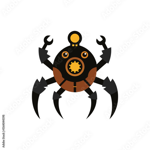 steampunk mechanical crab vector art