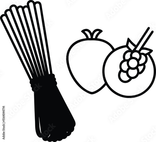 vector illustration of an apple with a spoon