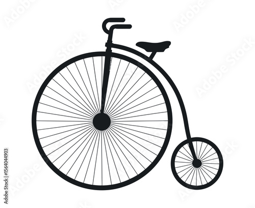 Vintage Penny Farthing Bicycle Silhouette Illustration Black and white silhouette large wheeled bicycle bicycle penny farthing vintage bicycle retro bike old bicycle bike silhouette illustration