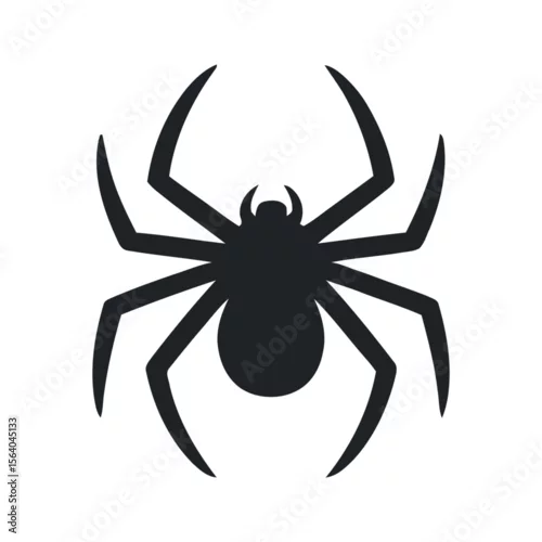 Fototapeta Simple Black and White Silhouette of a Spider stylized solid black silhouette spider white background spider silhouette black white insect arachnid animal icon