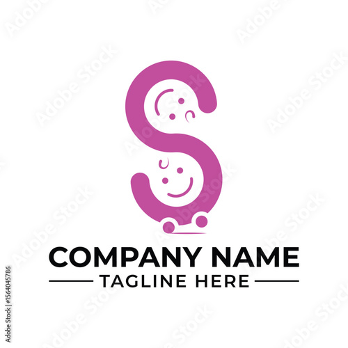 Playful Letter S Logo Design Featuring Smiling Faces for a Childrens Brand or Creative Company Identity Concept