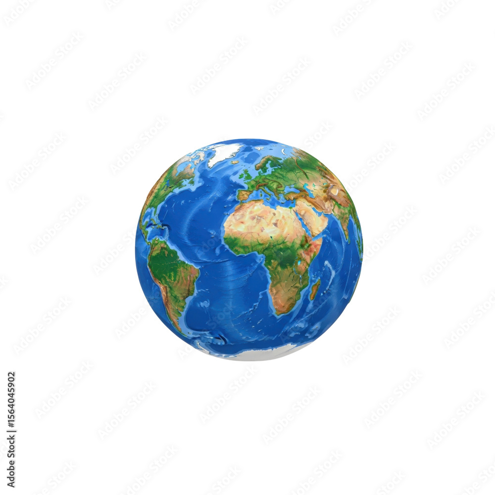 Fototapeta premium Rotating globe showing continents and oceans on transparent background