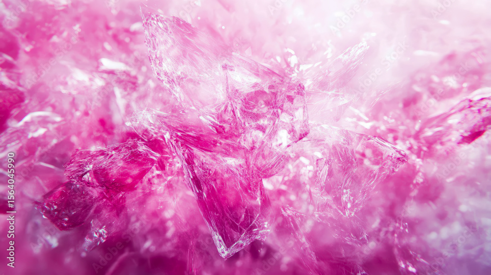 Fototapeta premium Abstract crystal structure in shades of rose and white, creating a gem-like effect, suitable for card or decoration.