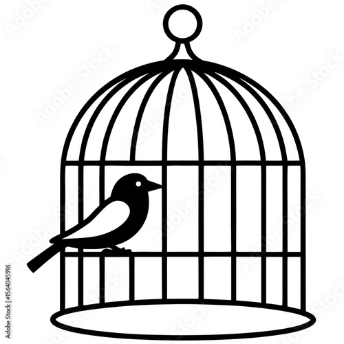 Bird in Cage  icon celebrating pets with fun, colorful, and loveable graphic