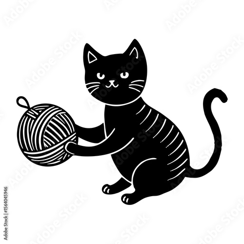 Cat Playing with Yarn  icon celebrating pets with fun, colorful, and loveable graphic