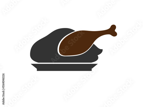 "Flat Chicken Drumstick Icon with Meat Detail for Grilled Food, Restaurant Menu, and Culinary App Designs