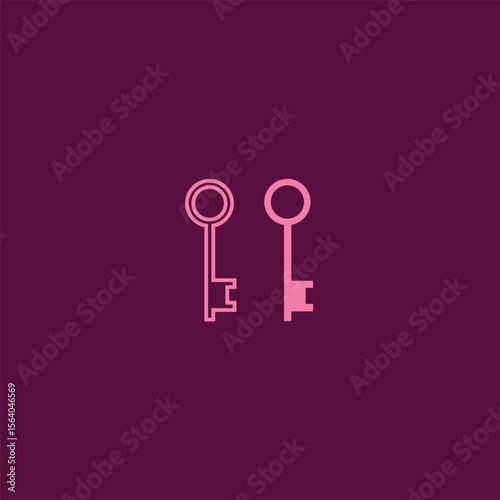 Vintage Key Icon Set – Minimal Line and Fill Key Symbols for Access and Security