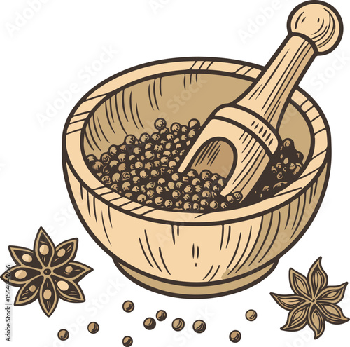 mortar with spices
