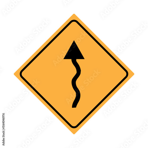 Winding Road Sign - Curve Ahead & Dangerous Turns Traffic Warning Vector

