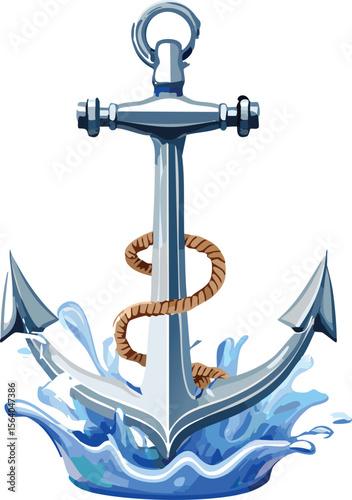 Heavy Boat Anchor Making a Splash as It Drops into Water