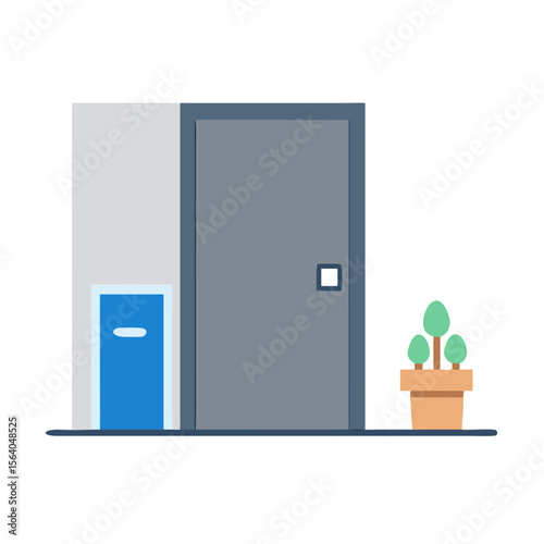 open door with green screen