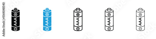 AAA battery icon in Editable stroke and solid flat vector pack