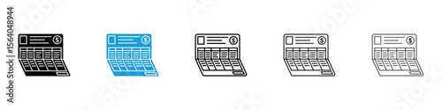 Bankbook icon in Editable stroke and solid flat vector pack