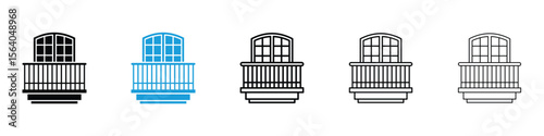 Balcony icon in Editable stroke and solid flat vector pack