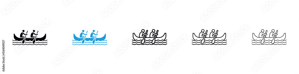 Obraz premium Boat race icon in Editable stroke and solid flat vector pack