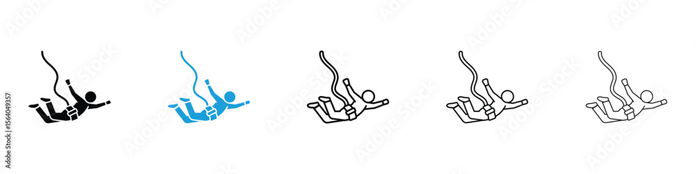Obraz premium Bungee jumping icon in Editable stroke and solid flat vector pack