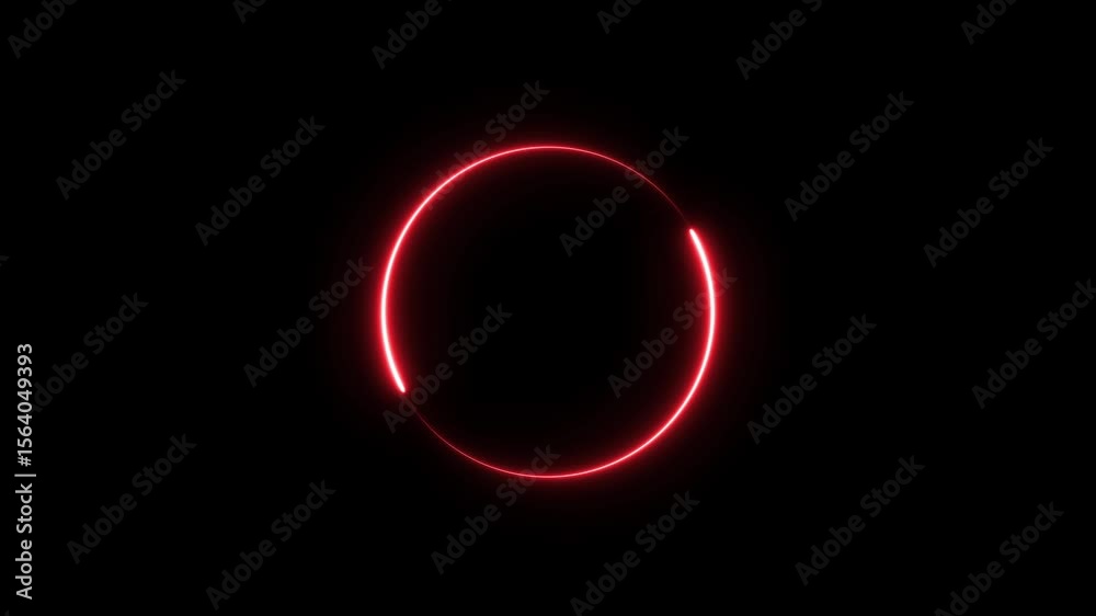 Neon Glowing frame circle loading icon animation on black background. Bright glowing colorful  neon circle animation. 