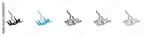 Bungee jumping icon in Editable stroke and solid flat vector pack