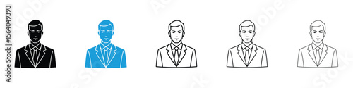 Businessman icon in Editable stroke and solid flat vector pack