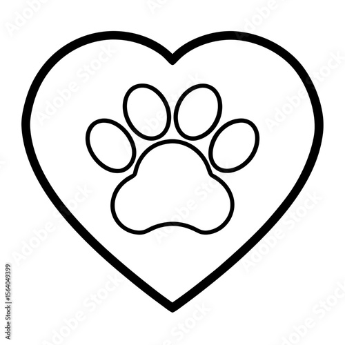 Heart with Paw  icon celebrating pets with fun, colorful, and loveable graphic