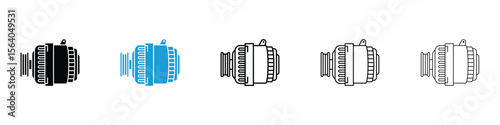 Car alternator icon in Editable stroke and solid flat vector pack