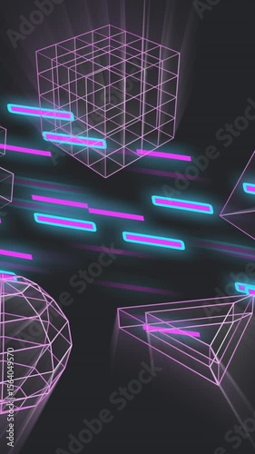 Animation of 3d shapes moving over light trails
