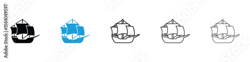 Caravel icon in Editable stroke and solid flat vector pack