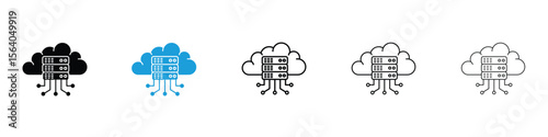 Cloud server icon in Editable stroke and solid flat vector pack